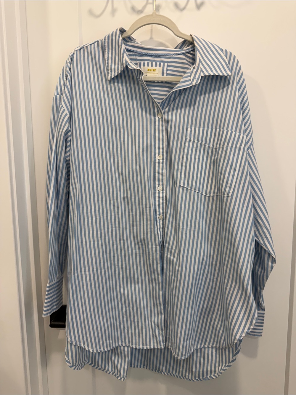 Anthropologie Blue & White Striped Button-Down Shirt